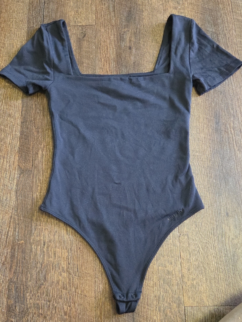 Aritzia Black Short Sleeve Square Neck Bodysuit